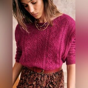 Sezane Raspberry Fuschia Lison Cardigan